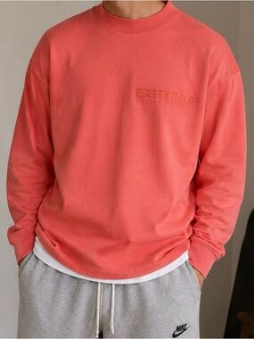 ESSENTIALS Coral-Red Crewneck Sweatshirt
